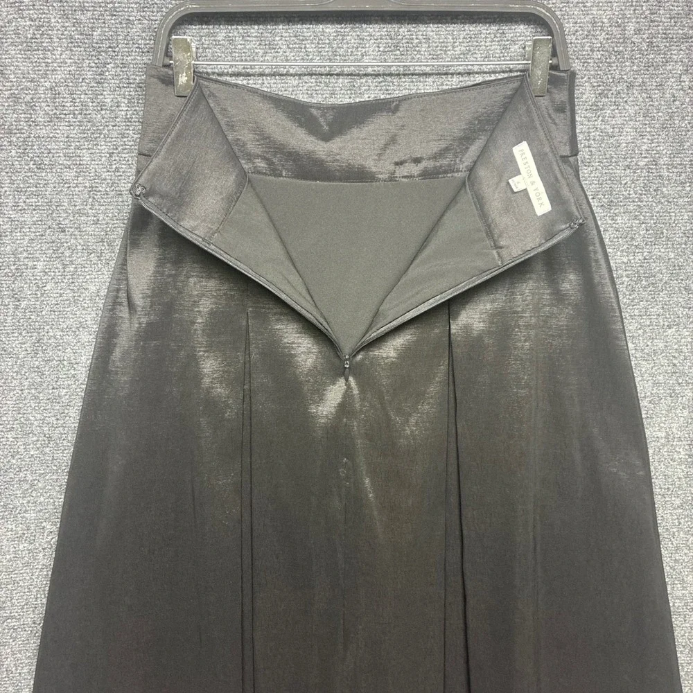 Preston & York A-Line Skirt Women 6 Black Bow Front‎ Pleated Midi Evening Formal